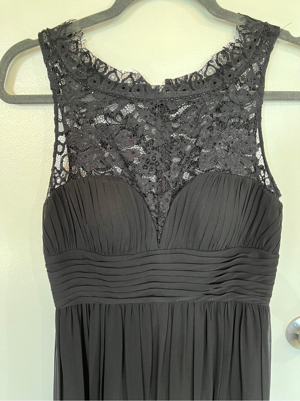 Elegant Black Lace-Overlay Maxi Dress
